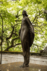 Statue in cemetery, one of the largest in the city of São Paulo, open for visits on days of the dead.
