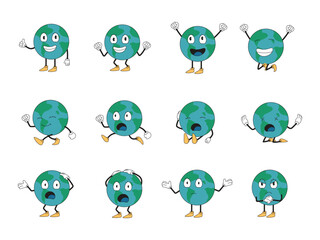 vintage character cartoon earth, mascot vector illustration