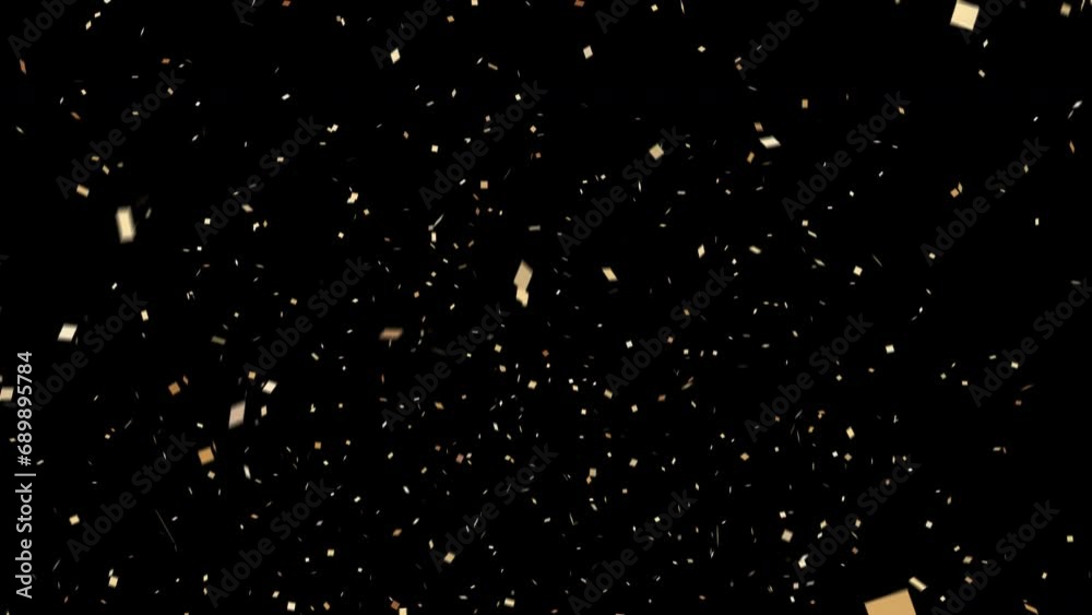 Wall mural confetti explosion. golden falling festive particles, stripes. transparency is embedded in video. pr