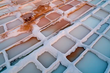 Fotobehang drone-view of salt plants The human imprint © VicenSanh