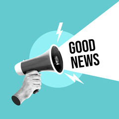 Information Alert, Good News, Hand with Megaphone, Loudspeaker, Media, News Events, Megaphone, Positive Emotion, Loudspeaker, Executive, Technology, Advice, Bubble, Communication, Speech, Speech 