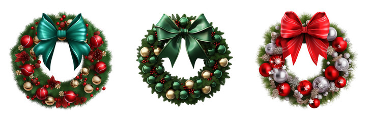 Fototapeta na wymiar Christmas tree decoration. Round wreath of fir branches