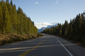 Beautiful Icefields Parkway on a sunny day