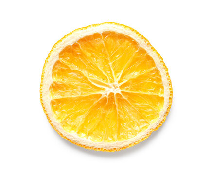 Dried orange slice on white background