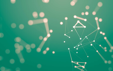 Abstract background. Molecules technology with polygonal shapes, connecting dots and lines. Connection structure. Big data visualization.