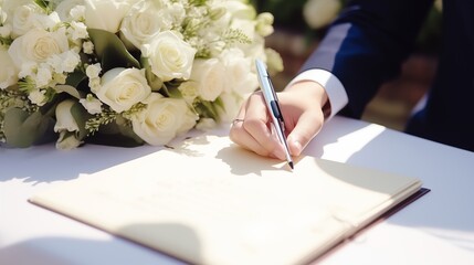 Guests participate by signing a guestbook or leaving heartfelt well-wishes for the couple, contributing to the celebration's joy and lasting memories.