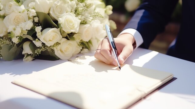 Guests participate by signing a guestbook or leaving heartfelt well-wishes for the couple, contributing to the celebration's joy and lasting memories.