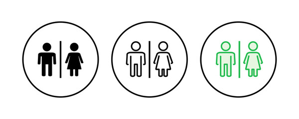 Toilet icon set. restrooms icon vector. bathroom sign. wc, lavatory