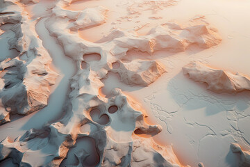 drone-view of a photography of a frozen deserts - obrazy, fototapety, plakaty