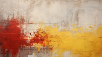  allure of a harmonious blend of yellow, burgundy, and fiery red on a timeworn concrete wall, an abstract vision to behold.