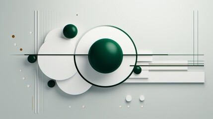  fusion of white and green in a captivating luxury circular abstract pattern.  - obrazy, fototapety, plakaty