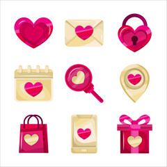 Pink and Gold Valentine Icon Set