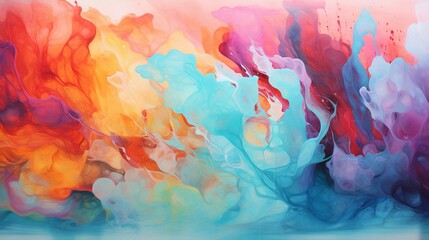 a world of multicolored fluid paint, where the canvas comes alive with a chaotic dance of hues, creating a stunning abstract background.