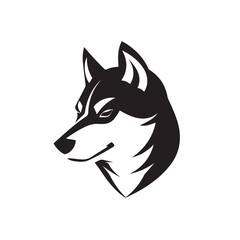 Siberian Husky in cartoon, doodle style. Isolated 2d vector illustration in logo, icon, sketch style, Eps 10, black and white. AI Generative