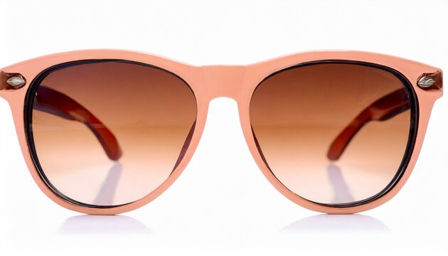 Sunglasses in Peach Fuzz color, background with selective focus and copy space