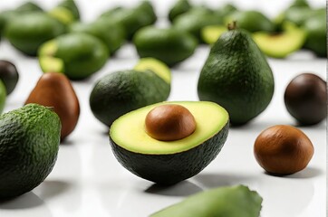 avocado on isolated white background, superfood,