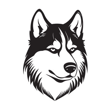 Siberian Husky in cartoon, doodle style. Isolated 2d vector illustration in logo, icon, sketch style, Eps 10, black and white. AI Generative