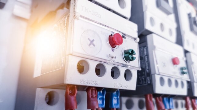 Close up the main overload connect to main contactor, detail of overload part protection control circuit.