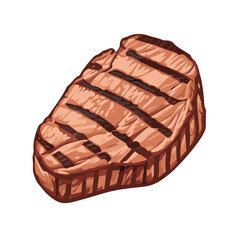 Grilled meat icon. Fried pork fillet steak vector illustration.
