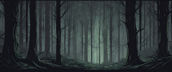 Gloomy Fantasy: Ethereal Fog in the Mysterious Forest