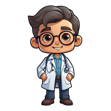 Cute Boy Doctor Illustration on Transparent Background, Ai Generated