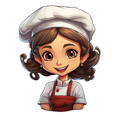 Cute Chef Girl Toddler Illustration on Transparent Background, Ai Generated