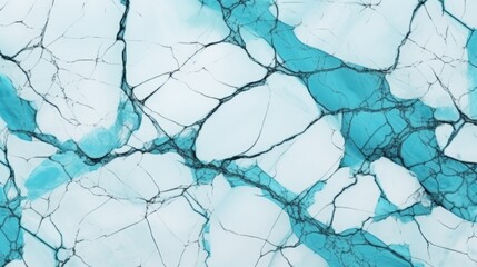 White Marble with Turquoise Horizontal Background. Abstract stone texture with Veins and cracks. Bright natural material aged cracked surface. AI Generated photorealistic Illustration.