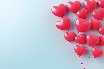 Recursos gráficos para o Dia dos Namorados com balões de coração e espaço útil para texto de publicidade - obrazy, fototapety, plakaty