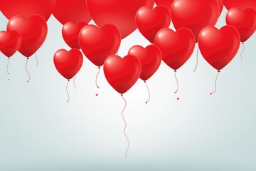 Recursos gráficos para o Dia dos Namorados com balões de coração e espaço útil para texto de publicidade