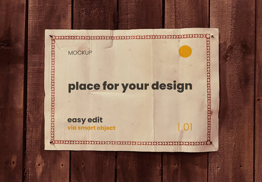 Horizontal Sign on Wooden Wall Mockup