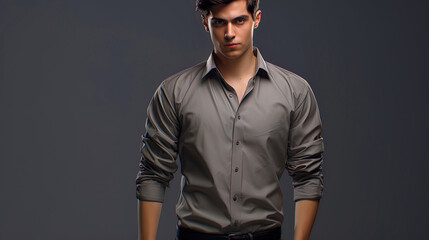 Obraz premium An example of a shirt on a young model for visualization