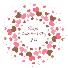 かわいいハートとドットのバレンタインリース/ピンク・ブラウン