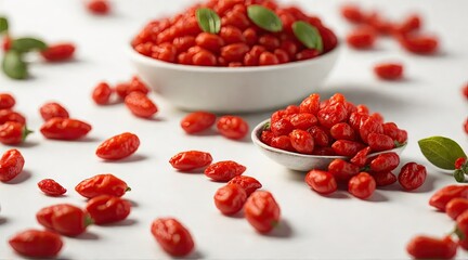 goji berries on isolated on white background, superfood