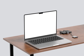 Blank laptop mockup on the table