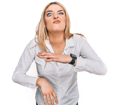 Young caucasian woman wearing casual clothes cutting throat with hand as knife, threaten aggression with furious violence - Powered by Adobe