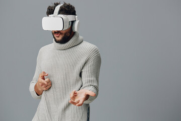 Headset man game glasses technology virtual digital device entertainment vr reality
