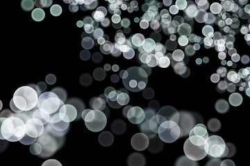 Bokeh lights effect on White, Grey, Green, Purple color, Black Background, Abstract Blur, Glitter, Defocused, Seamless polka dot pattern , Creative, Illustration design
