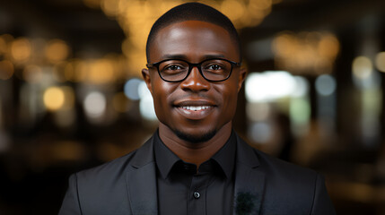 Fototapeta premium Profile picture of a strong confident young black man - business suit - business professional - stylish fashion