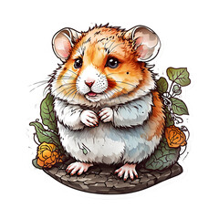 Hamster Sticker - obrazy, fototapety, plakaty