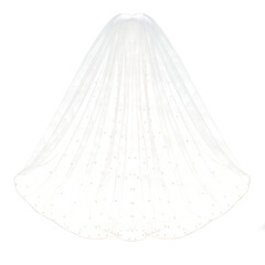 Isolated bridal wedding veil with diamantes cristals, png transparent