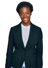 Young african american girl wearing business clothes with a happy and cool smile on face. lucky...