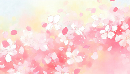 桜の水彩画　ふわふわ優しい手描き風イラスト