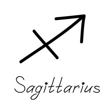 Hand drawn sagittarius zodiac sign Esoteric symbol doodle Astrology clipart Element for design