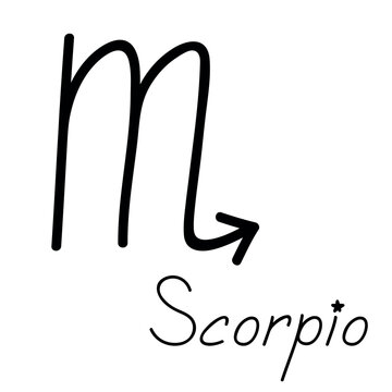 Hand drawn scorpio zodiac sign Esoteric symbol doodle Astrology clipart Element for design