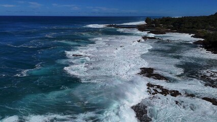 waves crashing on the rocks