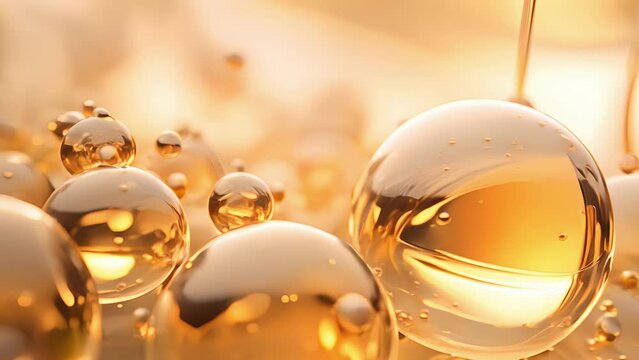 Closeup of oil molecules attaching to the surface of a tiny particle, ilrating their ability to cling onto surfaces and form thin films.