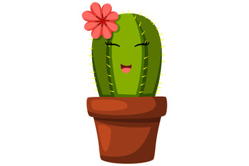 Cute Cactus Character Design Illustration