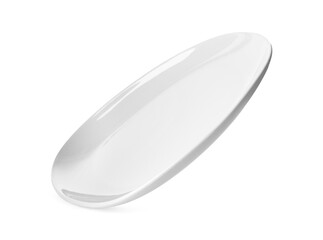 Clean empty grey plate isolated on white