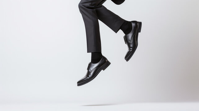Man in suit jumping