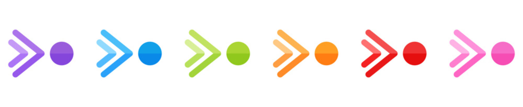 Set of bullet point colorful arrow flat illustration